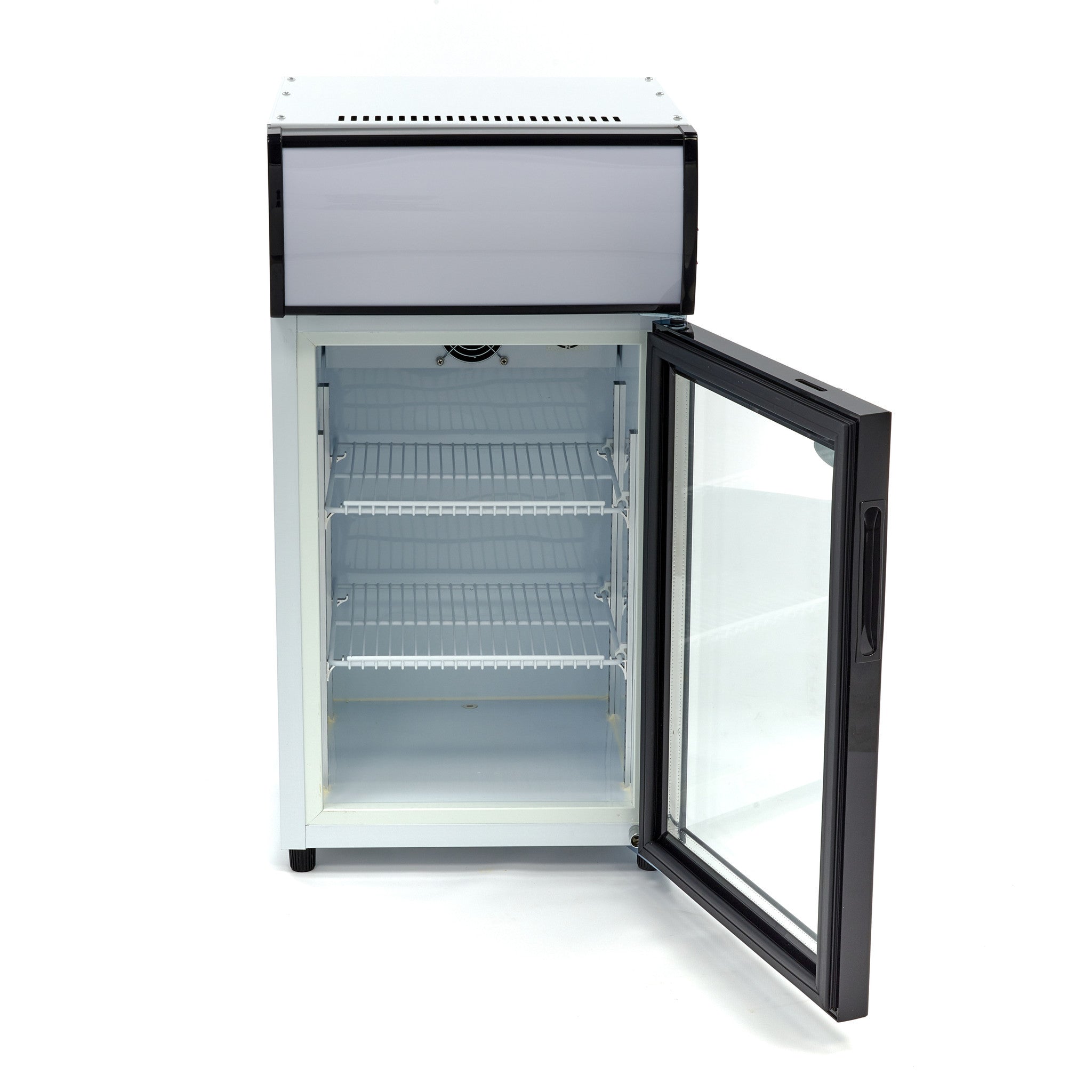 Réfrigérateur à boissons professionnel 50 L avec 2 étagères réglables porte battante à double vitrage inox 120 W Maxima - vue 5 - Mini armoire réfrigérée pro CHR - Cuistéo