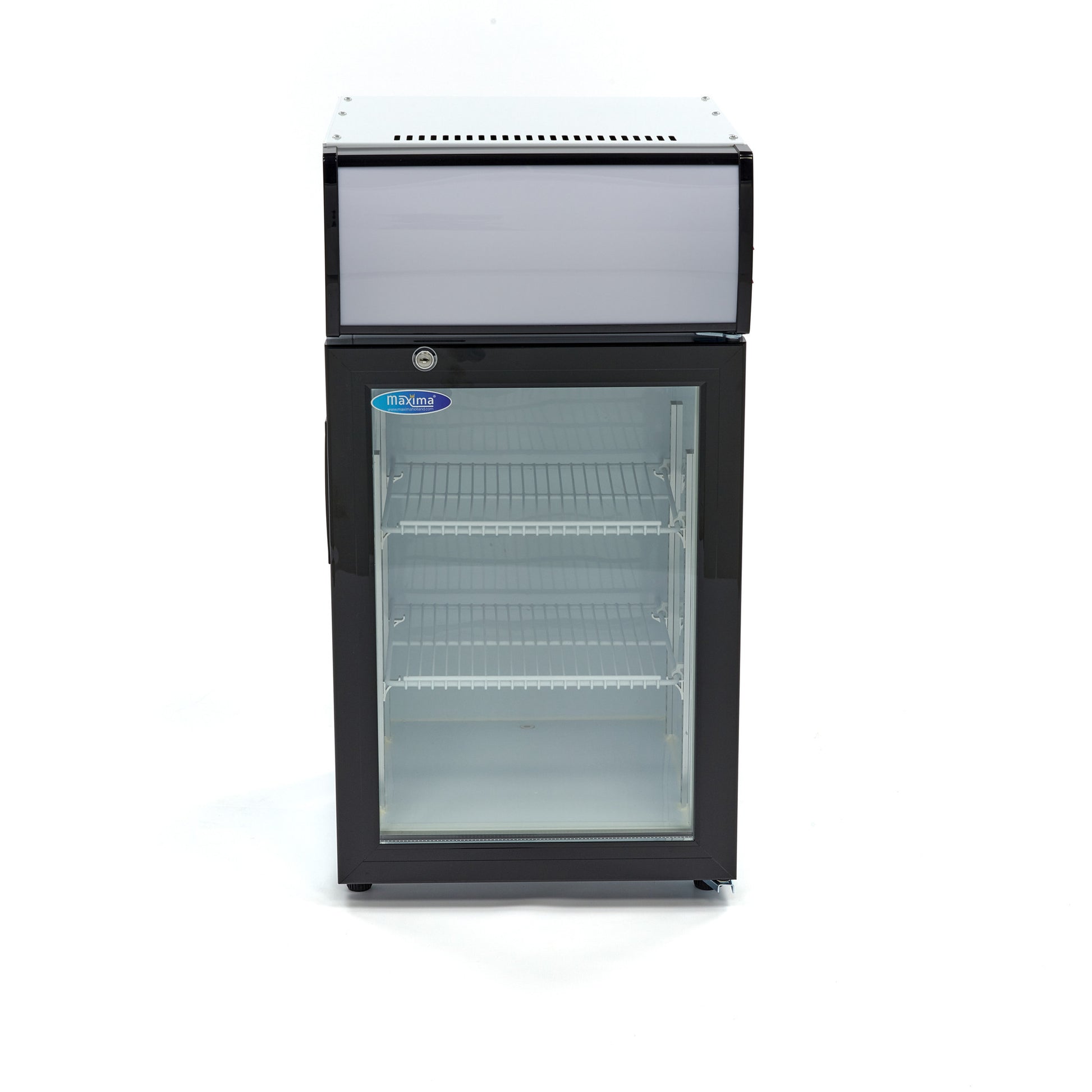 Réfrigérateur à boissons professionnel 50 L avec 2 étagères réglables porte battante à double vitrage inox 120 W Maxima - vue 6 - Mini armoire réfrigérée pro CHR - Cuistéo