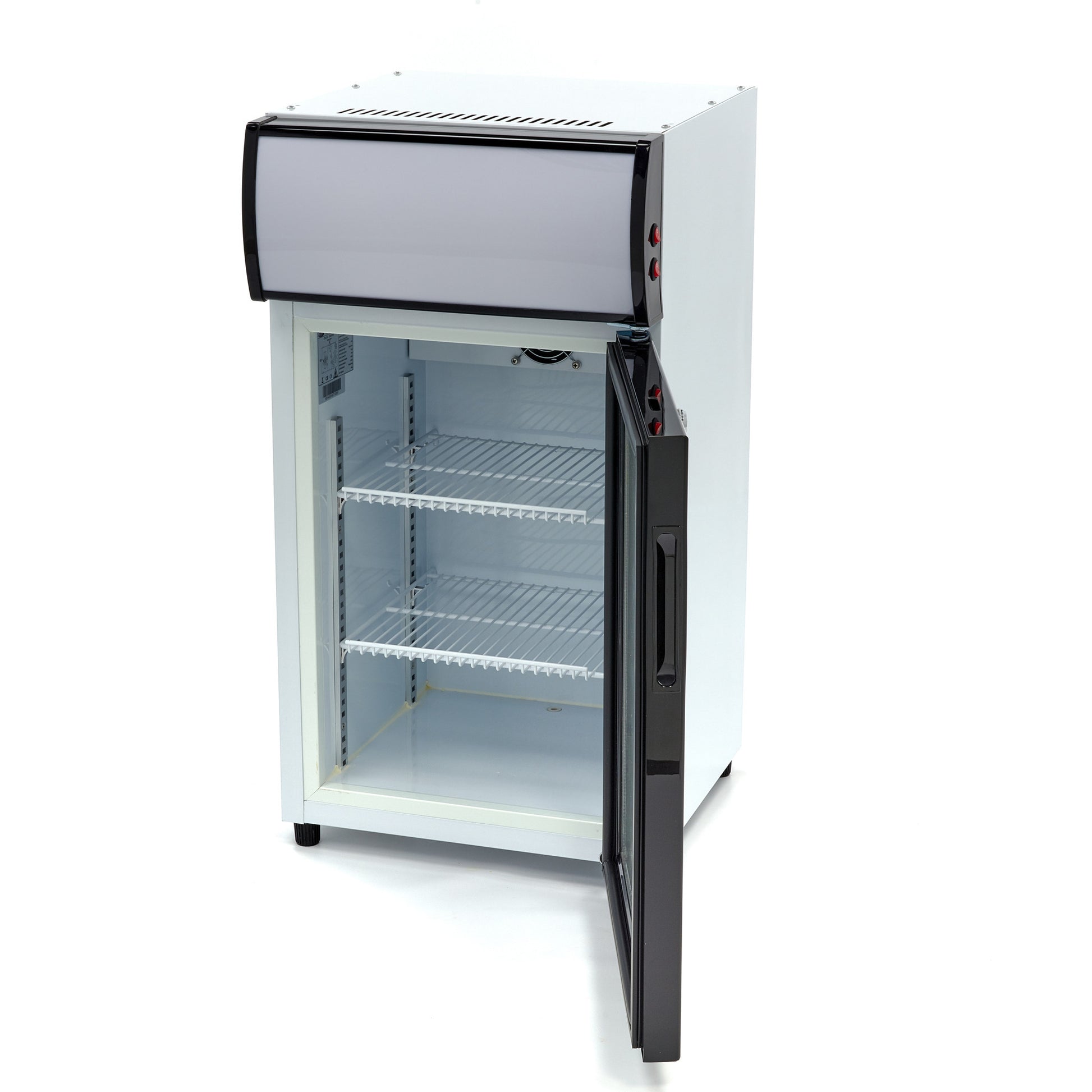 Réfrigérateur à boissons professionnel 50 L avec 2 étagères réglables porte battante à double vitrage inox 120 W Maxima - vue 7 - Mini armoire réfrigérée pro CHR - Cuistéo