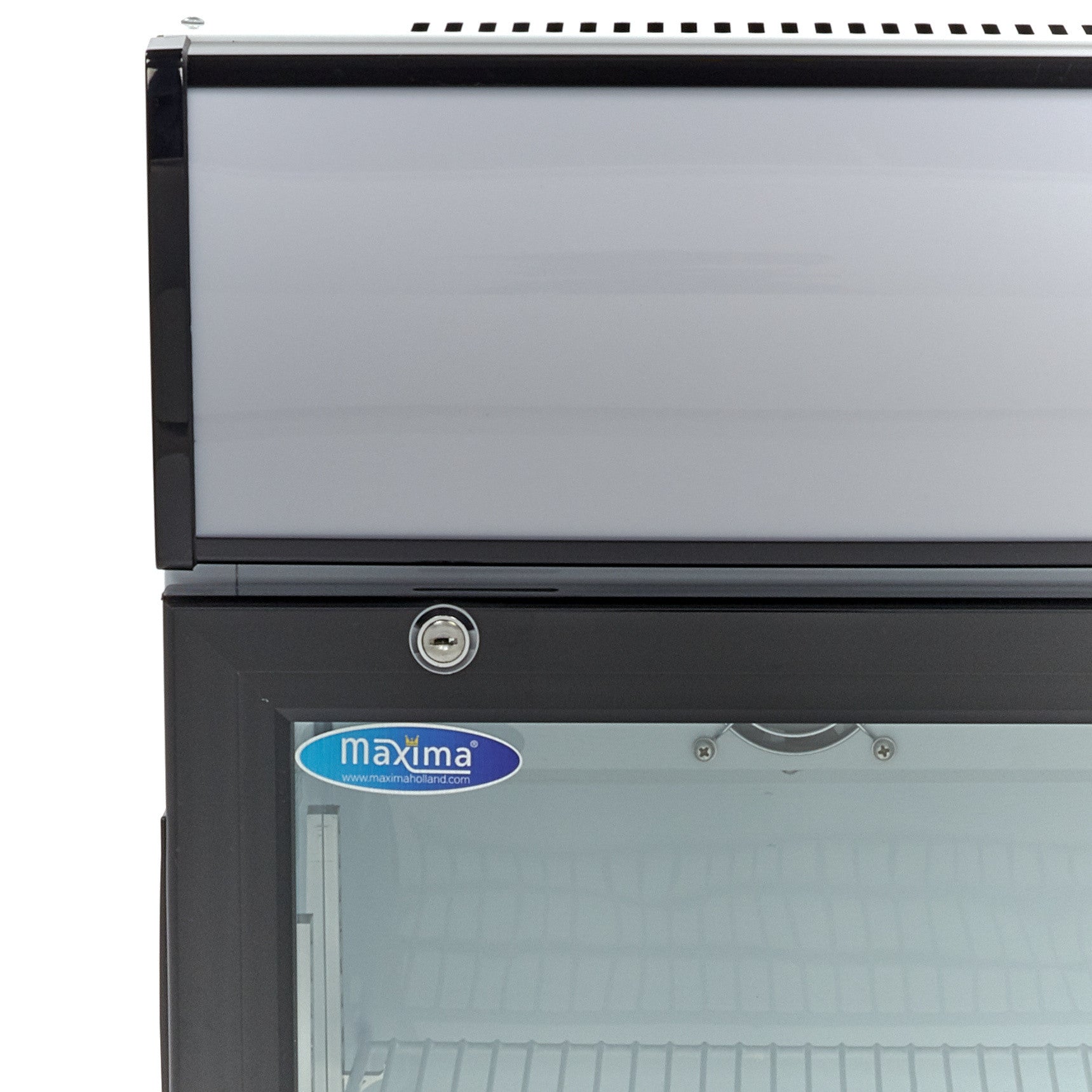 Réfrigérateur à boissons 80L avec 2 étagères réglables porte vitrée et éclairage LED inox 120 W Maxima - vue 3 - Mini armoire réfrigérée pro CHR - Cuistéo