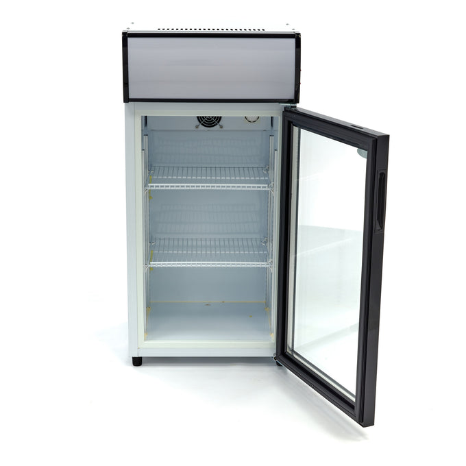 Réfrigérateur à boissons 80L avec 2 étagères réglables porte vitrée et éclairage LED inox 120 W Maxima - vue 5 - Mini armoire réfrigérée pro CHR - Cuistéo