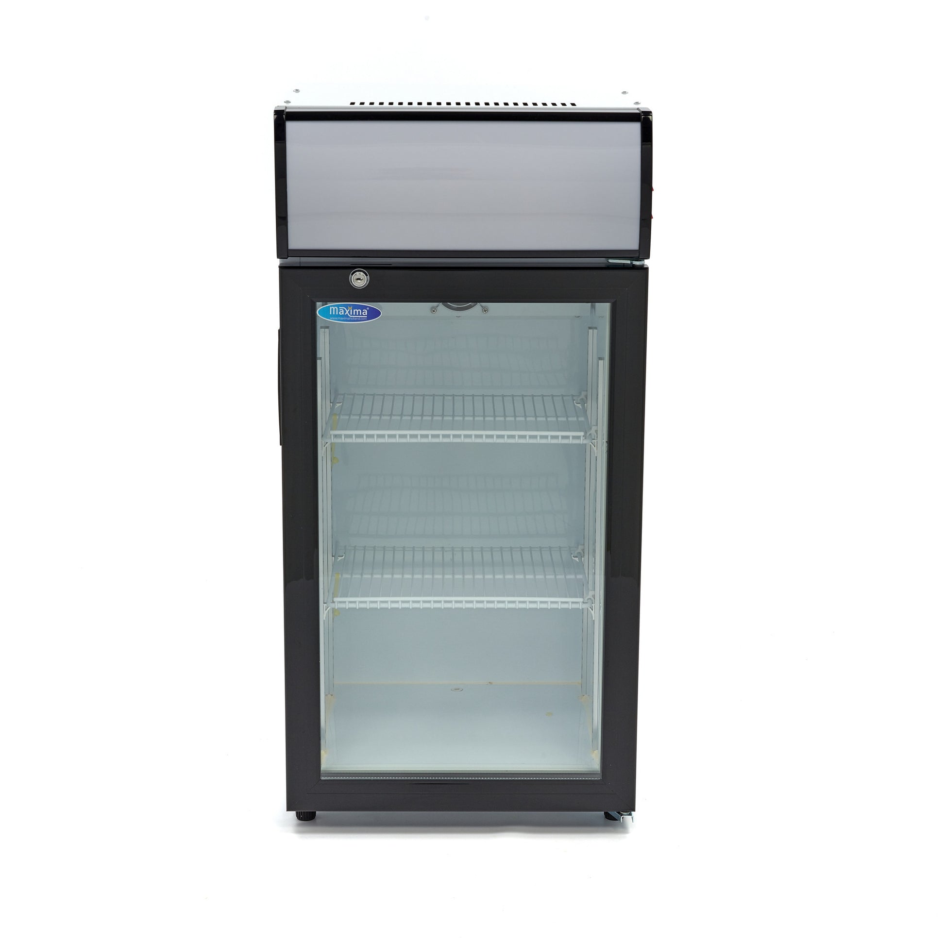 Réfrigérateur à boissons 80L avec 2 étagères réglables porte vitrée et éclairage LED inox 120 W Maxima - vue 6 - Mini armoire réfrigérée pro CHR - Cuistéo