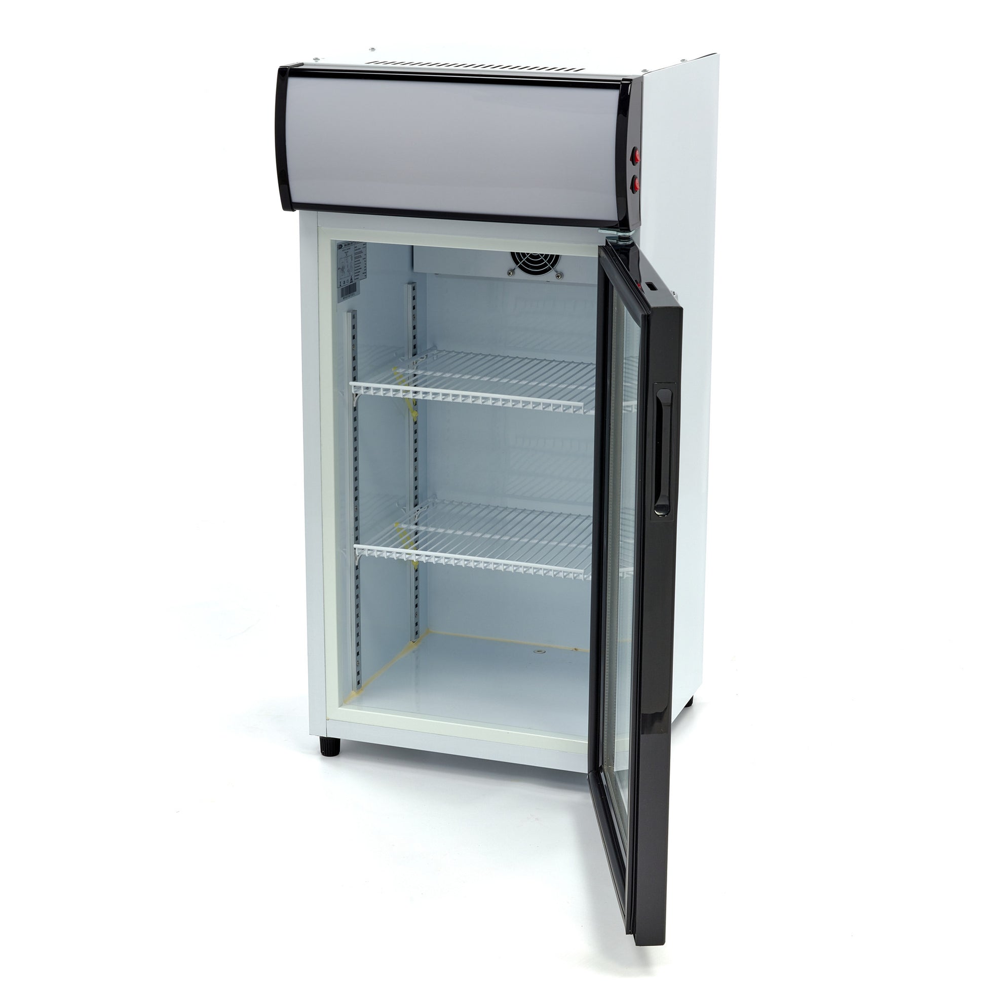 Réfrigérateur à boissons 80L avec 2 étagères réglables porte vitrée et éclairage LED inox 120 W Maxima - vue 7 - Mini armoire réfrigérée pro CHR - Cuistéo