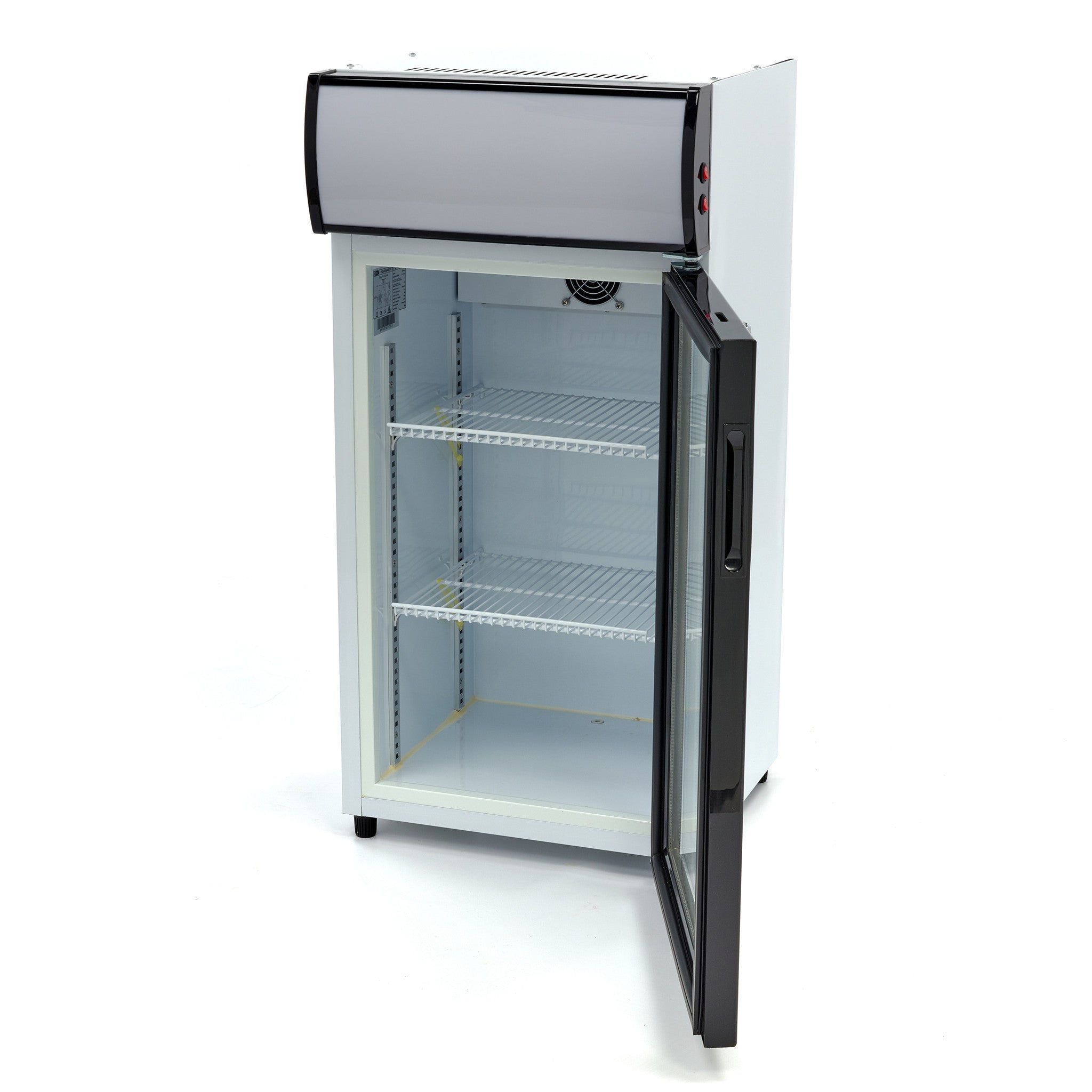 Réfrigérateur à boissons 80L avec 2 étagères réglables porte vitrée et éclairage LED inox 120 W Maxima - vue 7 - Mini armoire réfrigérée pro CHR - Cuistéo