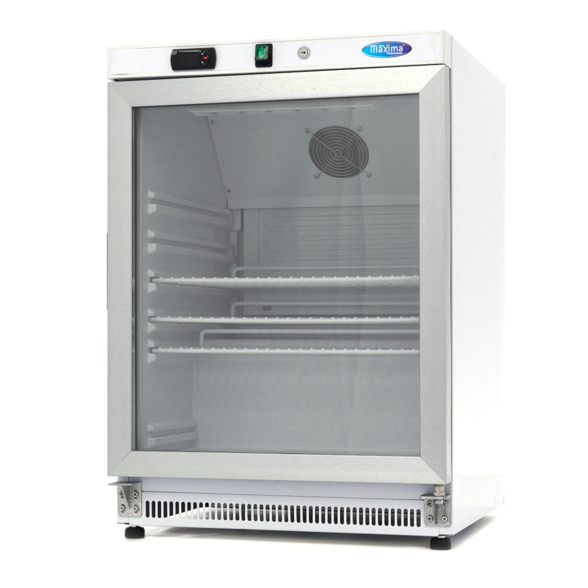 Mini vitrine réfrigérée 200L avec porte en verre étagères réglables refroidissement ventilé inox 205 W Maxima - Mini armoire réfrigérée professionnel CHR - matériel cuisine pro - Cuistéo