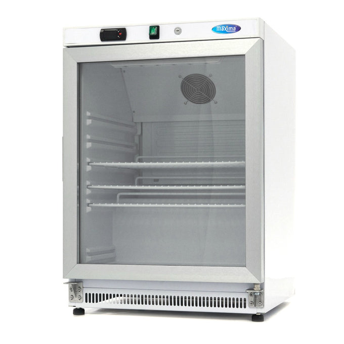 Mini vitrine réfrigérée 200L avec porte en verre étagères réglables refroidissement ventilé inox 205 W Maxima - Mini armoire réfrigérée professionnel CHR - matériel cuisine pro - Cuistéo