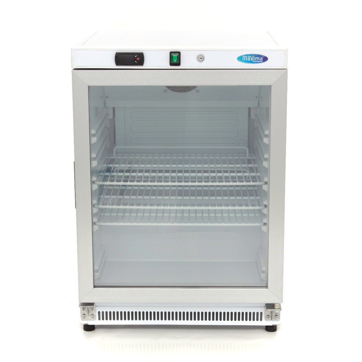 Mini vitrine réfrigérée 200L avec porte en verre étagères réglables refroidissement ventilé inox 205 W Maxima - vue 2 - Mini armoire réfrigérée pro CHR - Cuistéo