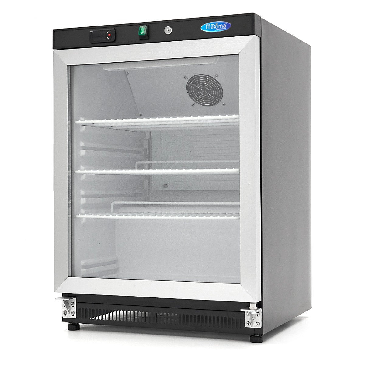 Mini vitrine réfrigérée 200L - Noir Système de refroidissement ventilé 3 étagères réglables inox 205 W Maxima - Mini armoire réfrigérée professionnel CHR - matériel cuisine pro - Cuistéo