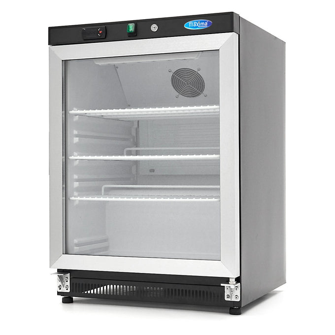 Mini vitrine réfrigérée 200L - Noir Système de refroidissement ventilé 3 étagères réglables inox 205 W Maxima - Mini armoire réfrigérée professionnel CHR - matériel cuisine pro - Cuistéo