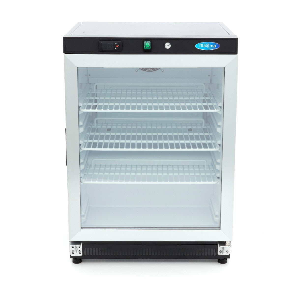 Mini vitrine réfrigérée 200L - Noir Système de refroidissement ventilé 3 étagères réglables inox 205 W Maxima - vue 2 - Mini armoire réfrigérée pro CHR - Cuistéo