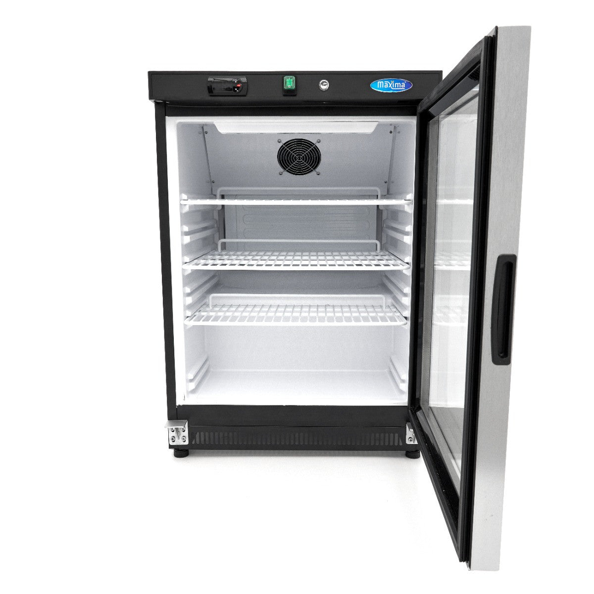 Mini vitrine réfrigérée 200L - Noir Système de refroidissement ventilé 3 étagères réglables inox 205 W Maxima - vue 5 - Mini armoire réfrigérée pro CHR - Cuistéo