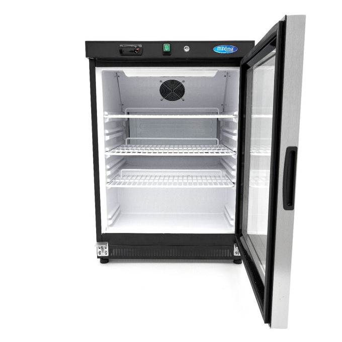 Mini vitrine réfrigérée 200L - Noir Système de refroidissement ventilé 3 étagères réglables inox 205 W Maxima - vue 5 - Mini armoire réfrigérée pro CHR - Cuistéo