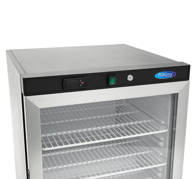 Mini vitrine réfrigérée 200L - Noir Système de refroidissement ventilé 3 étagères réglables inox 205 W Maxima - vue 6 - Mini armoire réfrigérée pro CHR - Cuistéo