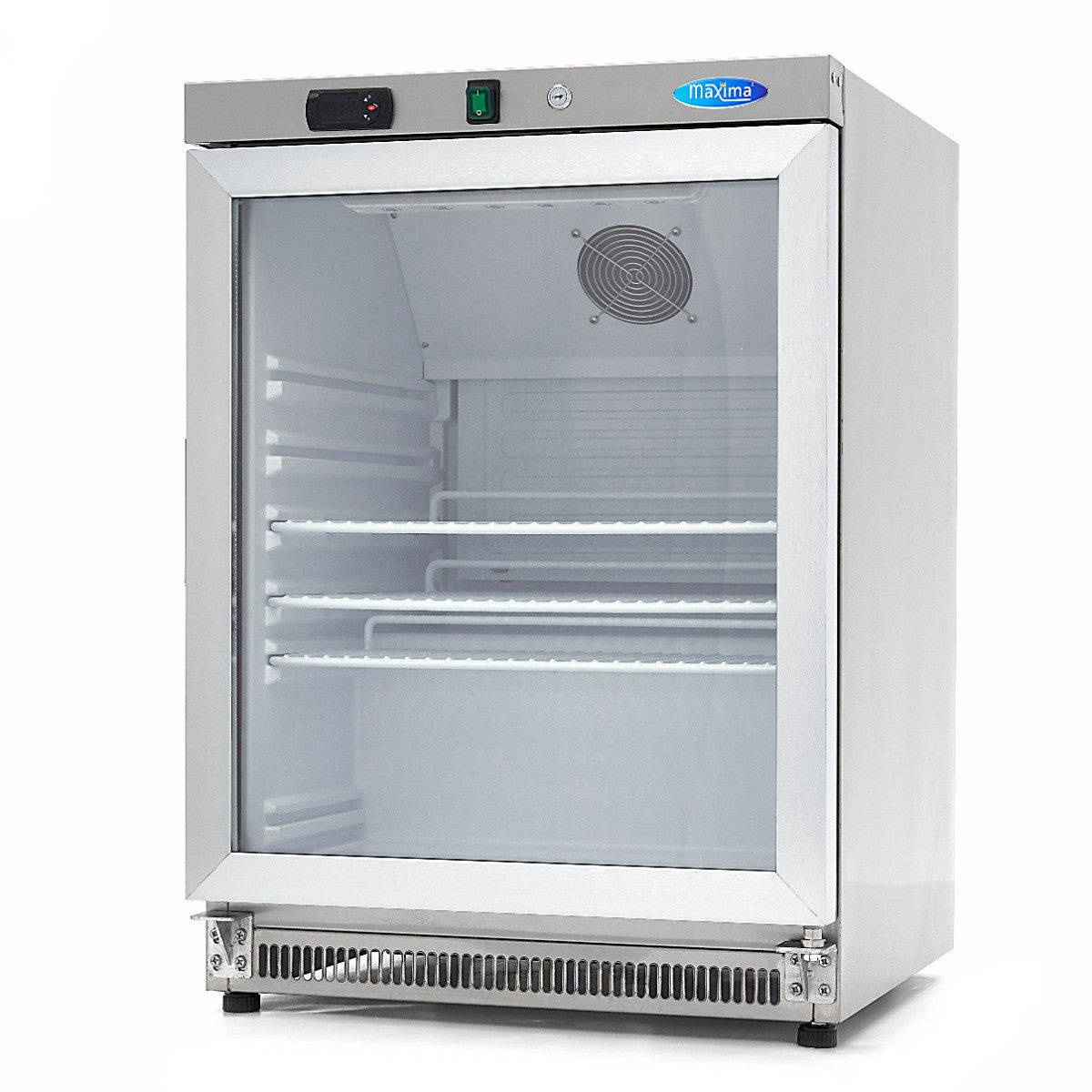 Mini vitrine réfrigérée 200L inox avec étagères ajustables - Système de refroidissement R600a 205 W Maxima - Mini armoire réfrigérée professionnel CHR - matériel cuisine pro - Cuistéo