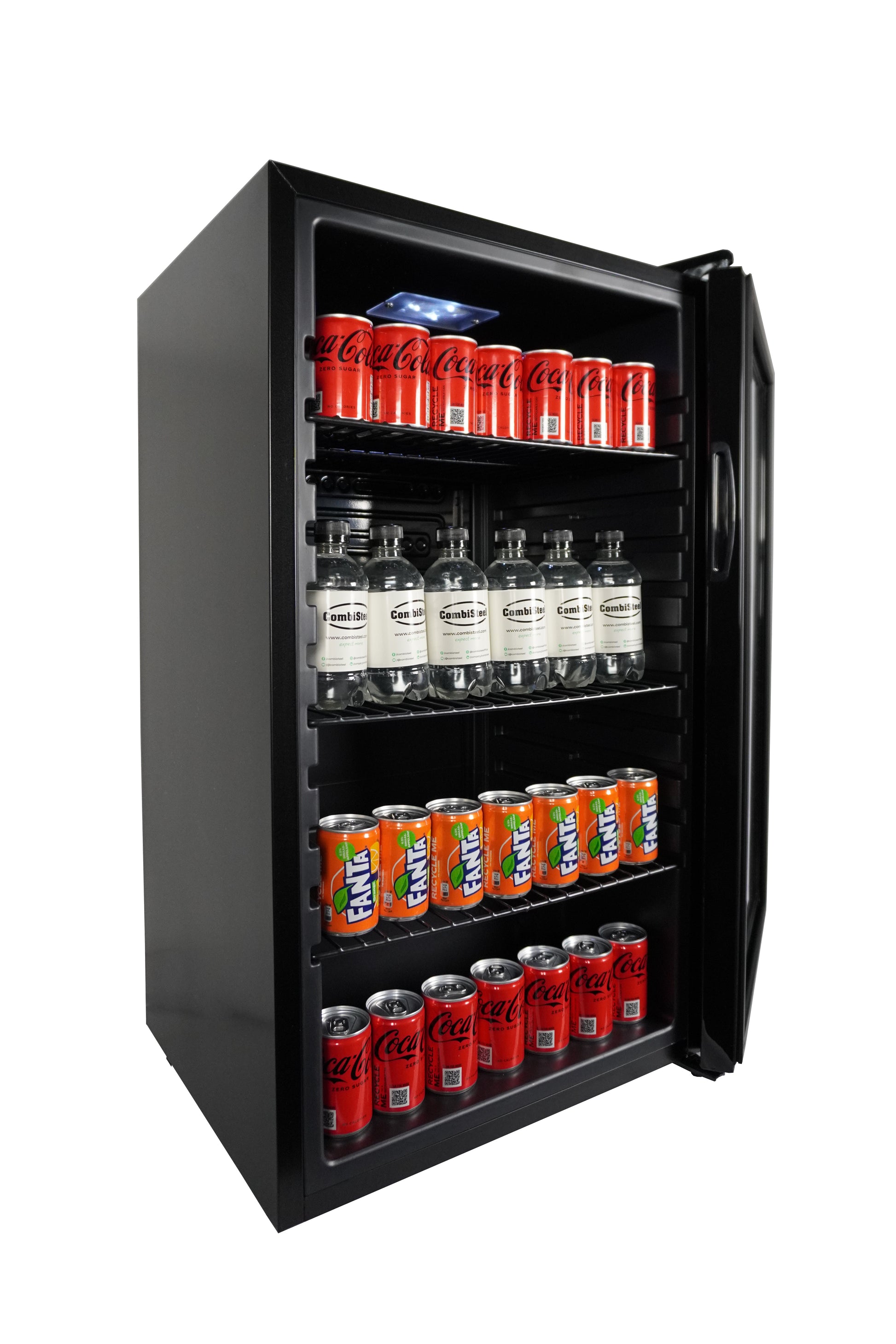 Mini vitrine réfrigérée 80L - +3/+10°C - LED - 4 grilles - Économie d'énergie - Noir 474x440x840 mm 0.085 kW Combisteel - vue 5 - Mini armoire réfrigérée pro CHR - Cuistéo