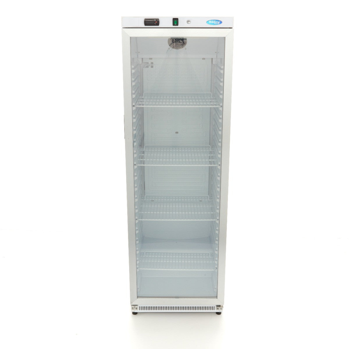 Réfrigérateur Professionnel 400L Blanc avec Porte en Verre Système de Refroidissement Ventilé 372 W Maxima - vue 2 - Armoire réfrigérée positive pro CHR - Cuistéo