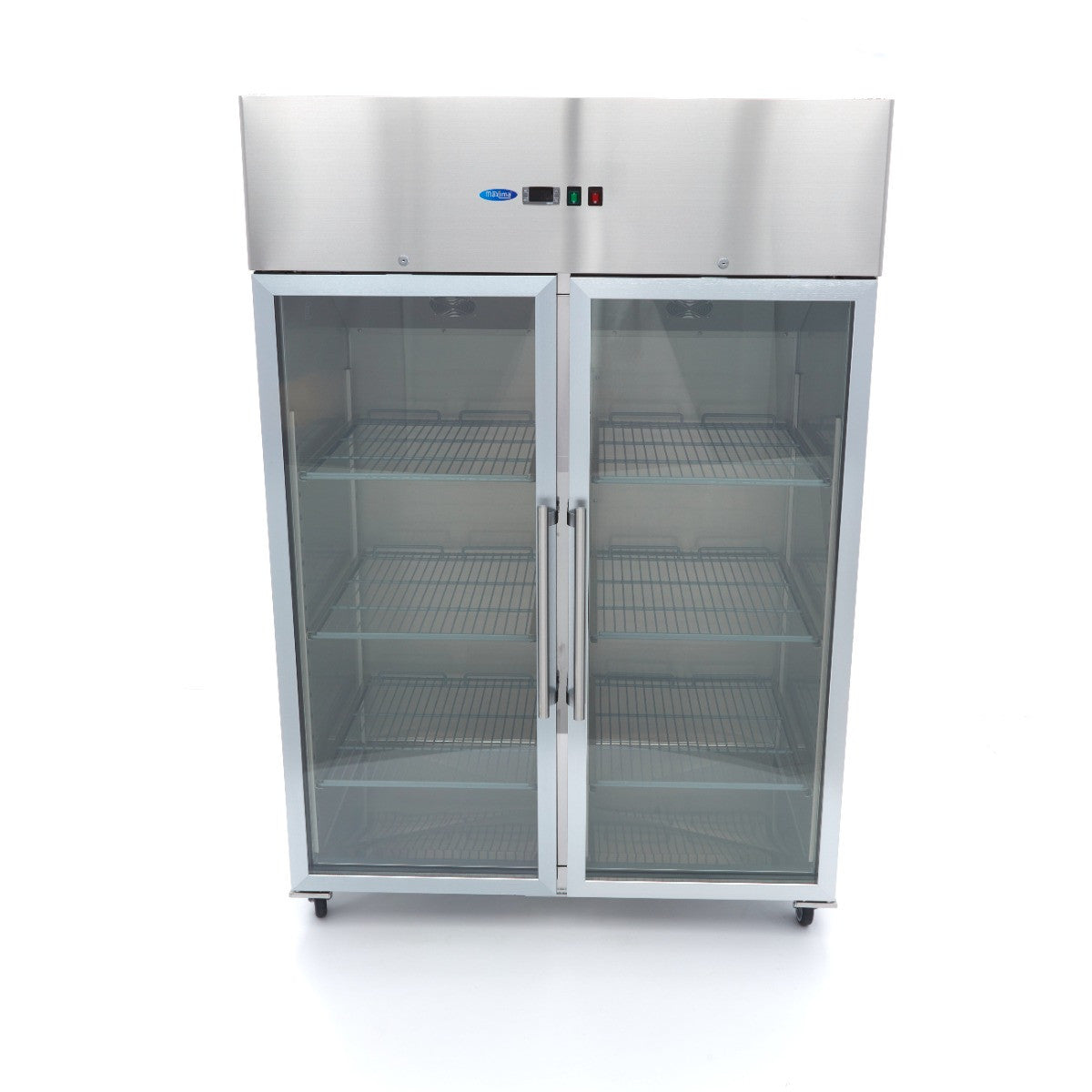 Réfrigérateur inox 1200L 2 portes en verre avec 6 étagères GN 2/1 - Contrôle numérique 350 W Maxima - vue 2 - Armoire réfrigérée positive pro CHR - Cuistéo