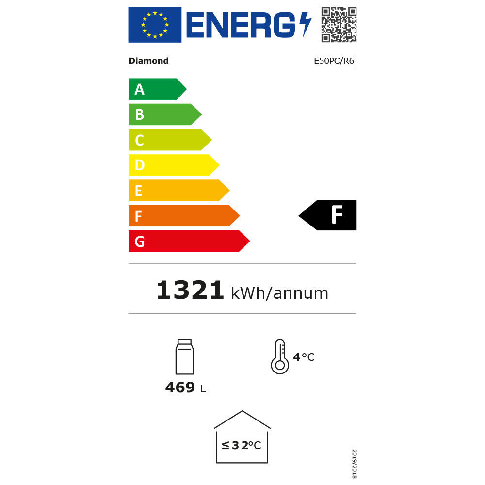 Vitrine Positive Ventilée 500L avec Éclairage Dégivrage Automatique et 6 Grilles - Diamond