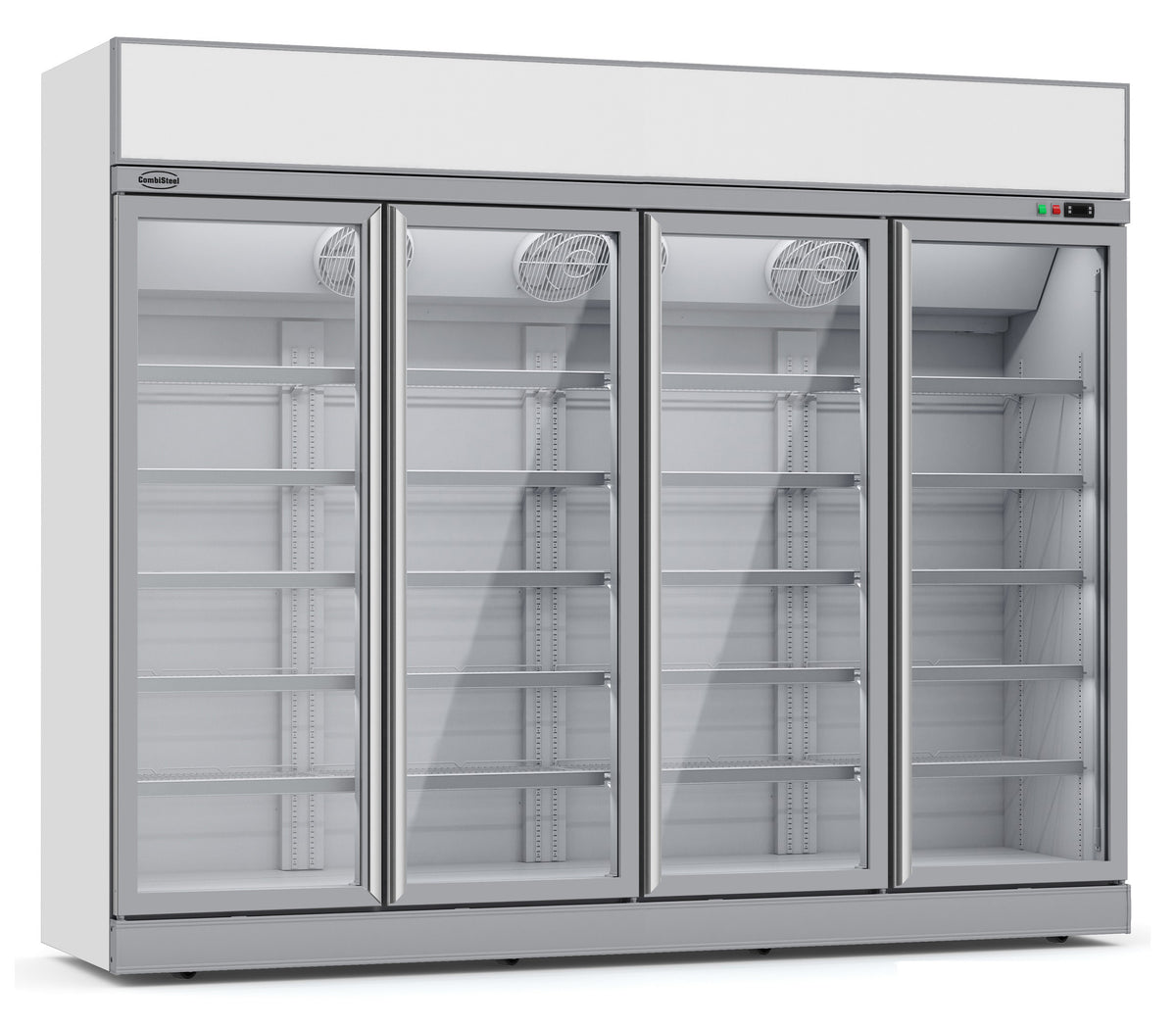 Réfrigérateur 4 portes en verre 2060 L 2508x710x2092 mm acier LED 20 grilles R290 0.66 kW Combisteel - Armoire réfrigérée positive professionnel CHR - matériel cuisine pro - Cuistéo