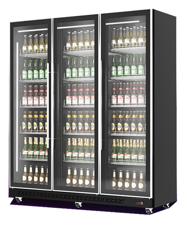 Réfrigérateur 3 portes en verre noir 1680x600x1980 mm 1173 L 0.58 kW Combisteel - Armoire à boissons professionnel CHR - matériel cuisine pro - Cuistéo