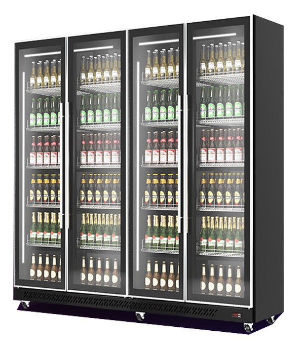 Réfrigérateur 4 portes en verre noir 2240x600x1980 mm 1608 L 0.65 kW Combisteel - Armoire à boissons professionnel CHR - matériel cuisine pro - Cuistéo