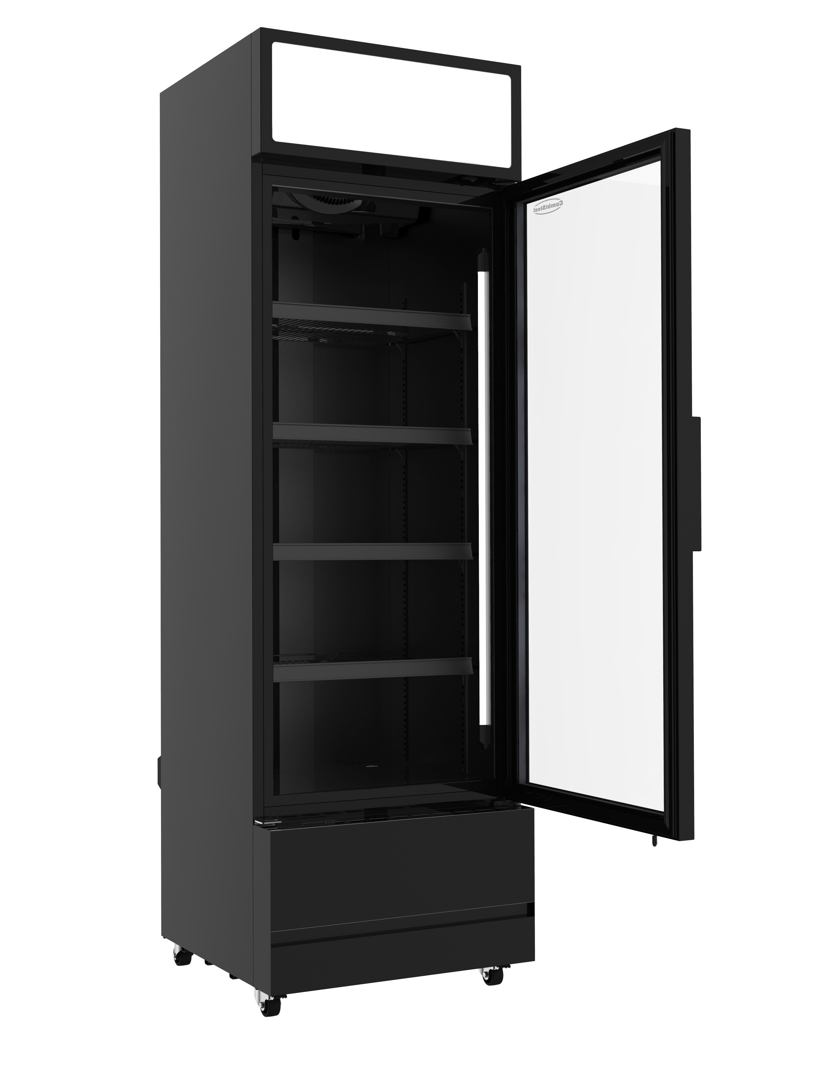 Réfrigérateur porte en verre 360L avec éclairage LED 4 grilles réglables refroidissement renforcé 610x610x1973 mm 0.285 kW Combisteel - vue 2 - Armoire réfrigérée positive pro CHR - Cuistéo