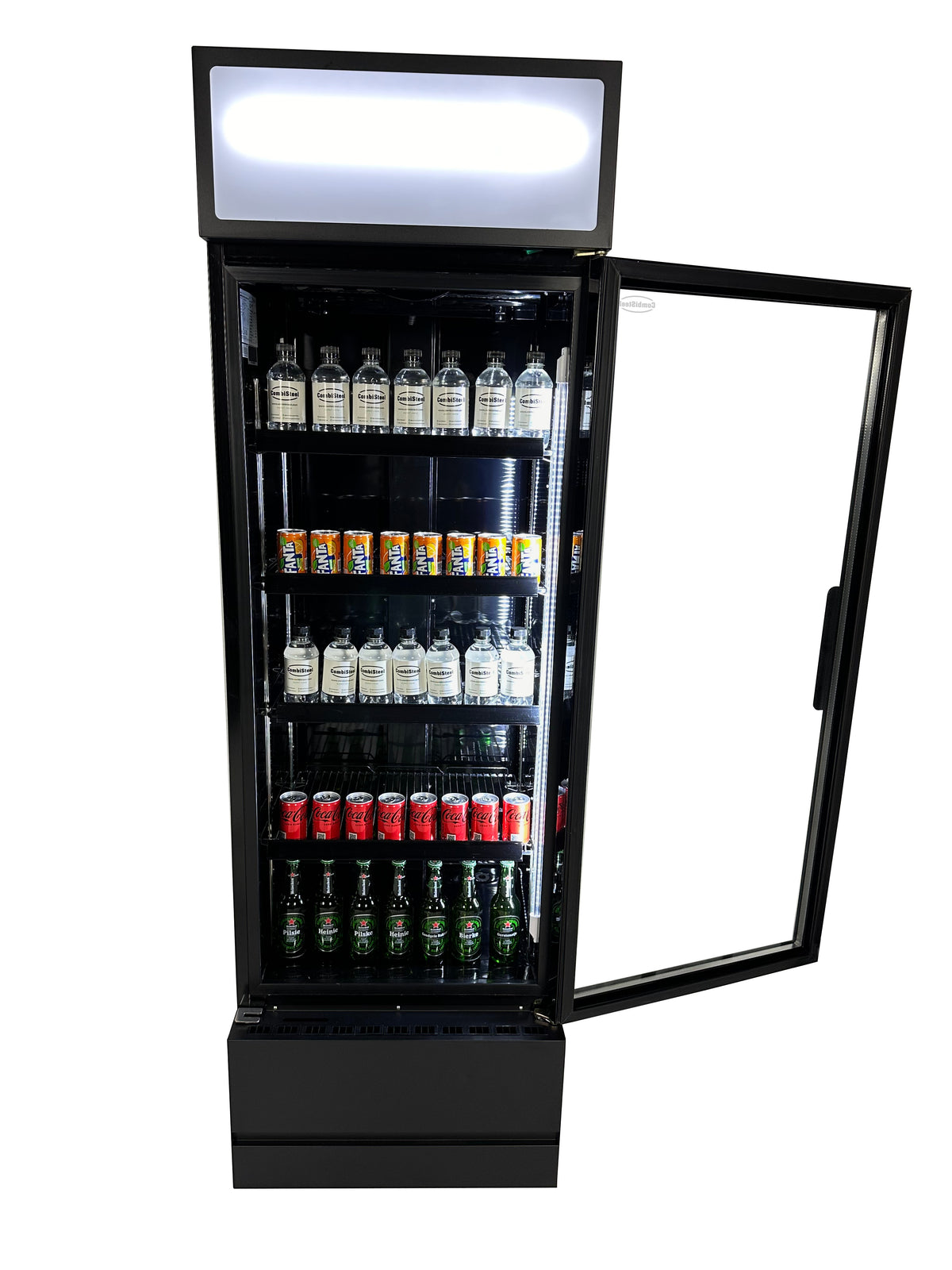 Réfrigérateur porte en verre 360L avec éclairage LED 4 grilles réglables refroidissement renforcé 610x610x1973 mm 0.285 kW Combisteel - vue 7 - Armoire réfrigérée positive pro CHR - Cuistéo