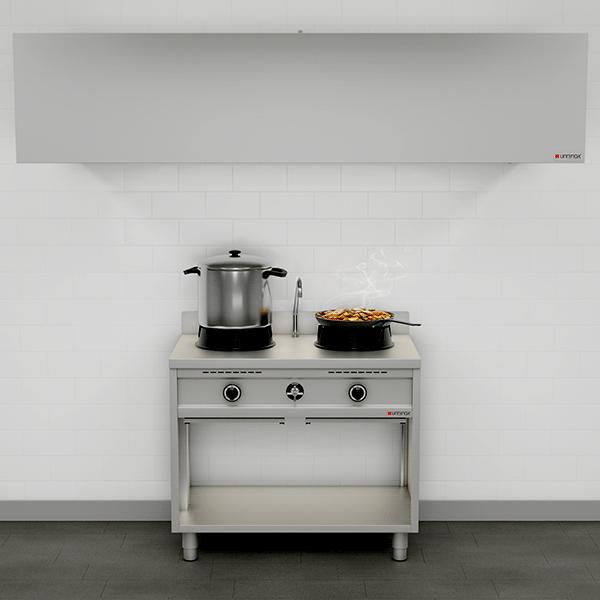 Fourneau wok gaz - 2 feux - 2 x 15 kW - L 1000 x P 600 x H 850/900 mm - Unninox