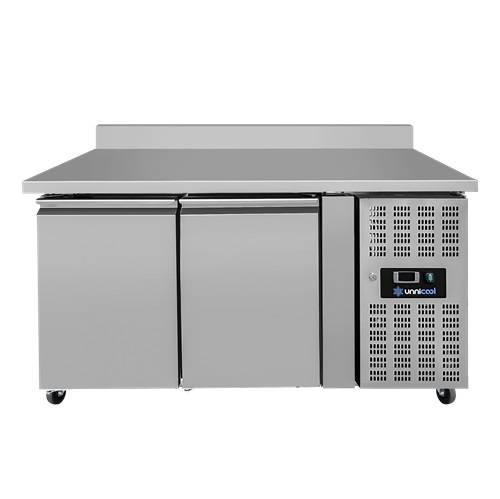 Table réfrigérée positive 2 portes GN 1/1 282 L avec dosseret - L 1360 x P 700 x H 850 mm - Unninox