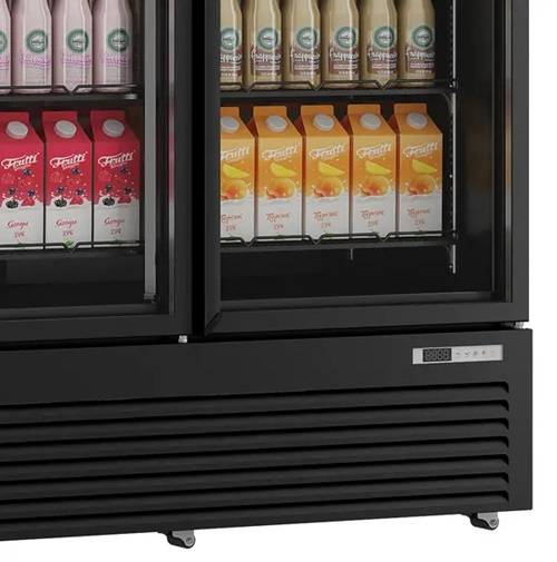 Armoire à boissons vitrée 3 portes - 1530 L - 0 à +10 °C - froid ventilé - 15 clayettes - L 1880 x P 710 x H 1997 mm - Unninox