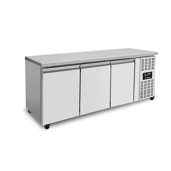 Table réfrigérée négative 3 portes GN 1/1 402 L sans dosseret - L 1790 x P 700 x H 850 mm - Unninox