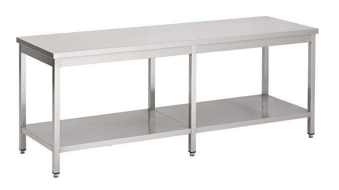 Plan de travail étagère 2600 mm 6 pieds inox Combisteel - Table inox avec étagère professionnel CHR - matériel cuisine pro - Cuistéo