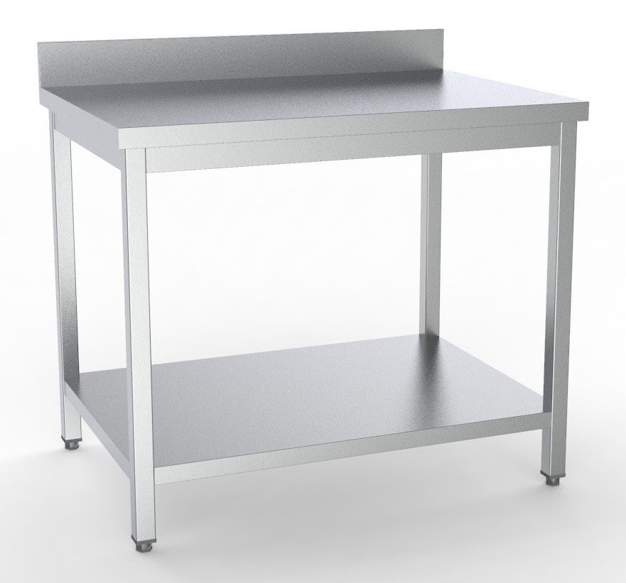 Plan travail étagère + dosseret 900x600mm inox Combisteel - Table inox avec étagère professionnel CHR - matériel cuisine pro - Cuistéo