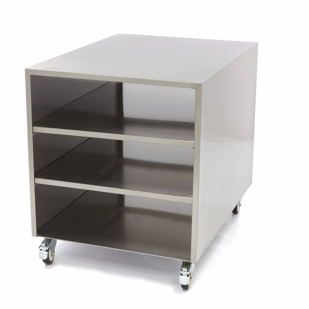 Table de machine en acier inoxydable - 60 x 80cm - sur roulettes 120 L Maxima - Table inox avec étagère professionnel CHR - matériel cuisine pro - Cuistéo