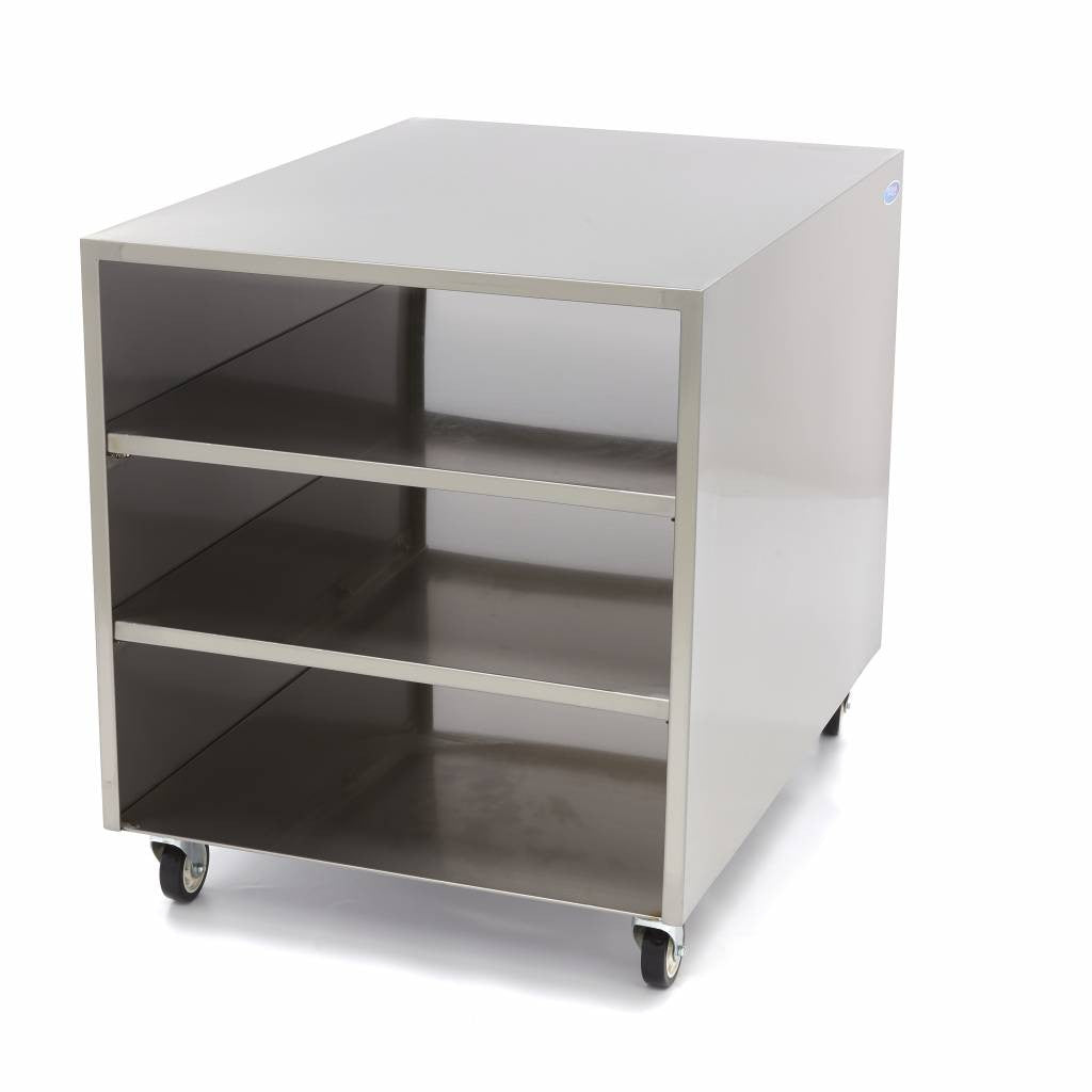 Table de machine en acier inoxydable - 60 x 80cm - sur roulettes 120 L Maxima - vue 2 - Table inox avec étagère pro CHR - Cuistéo