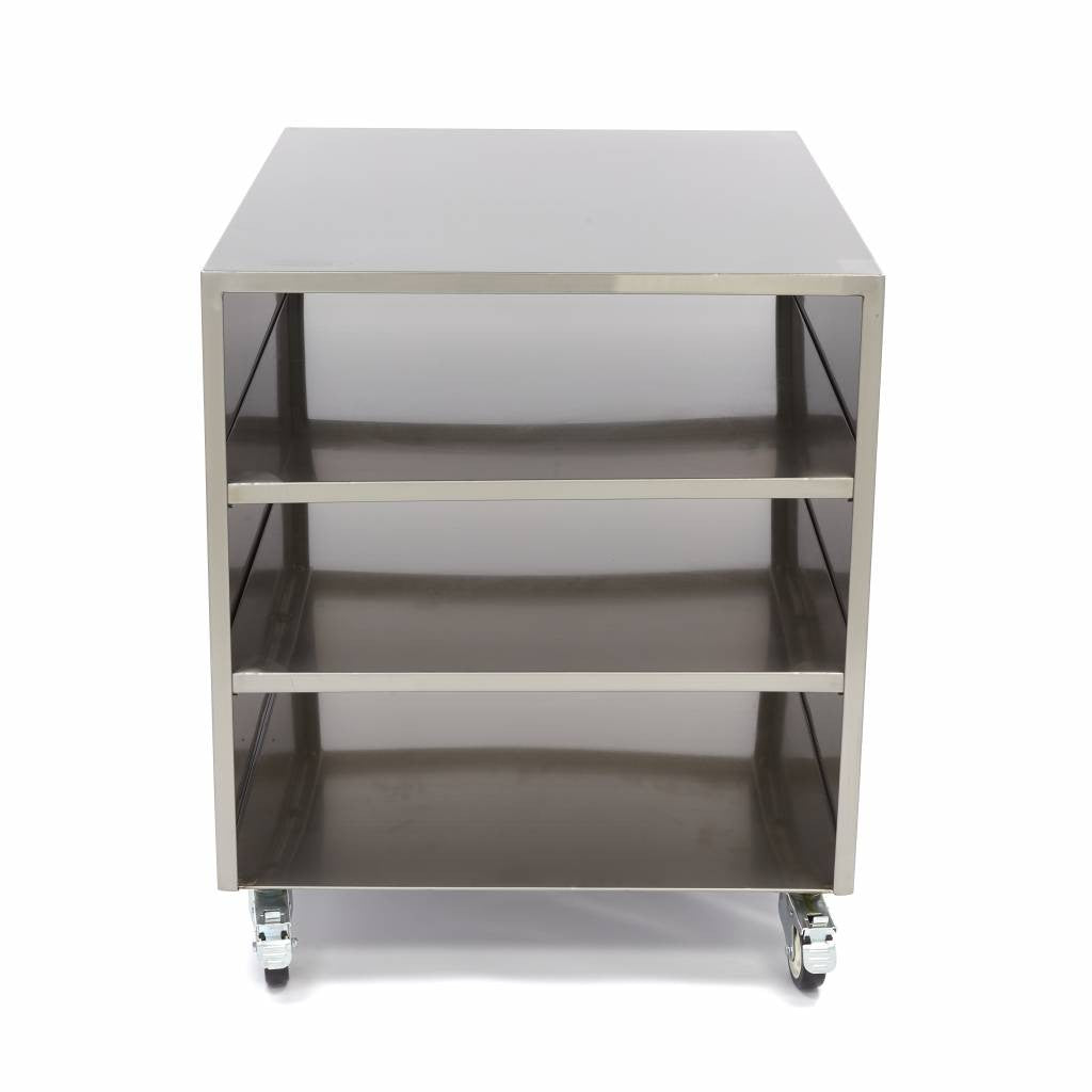 Table de machine en acier inoxydable - 60 x 80cm - sur roulettes 120 L Maxima - vue 3 - Table inox avec étagère pro CHR - Cuistéo