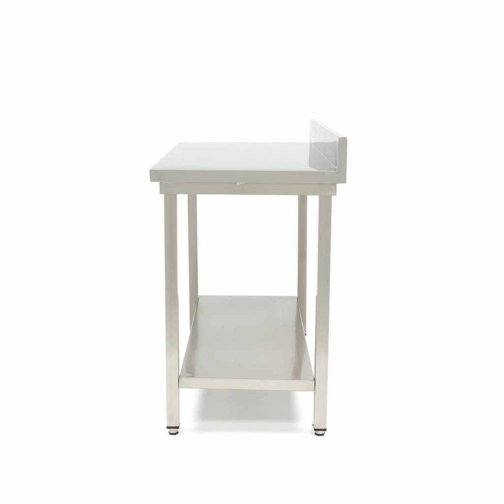 Table en acier inoxydable - 120 x 70 cm - Hauteur ajustable - avec dosseret 150 L Maxima - vue 4 - Table inox avec étagère pro CHR - Cuistéo