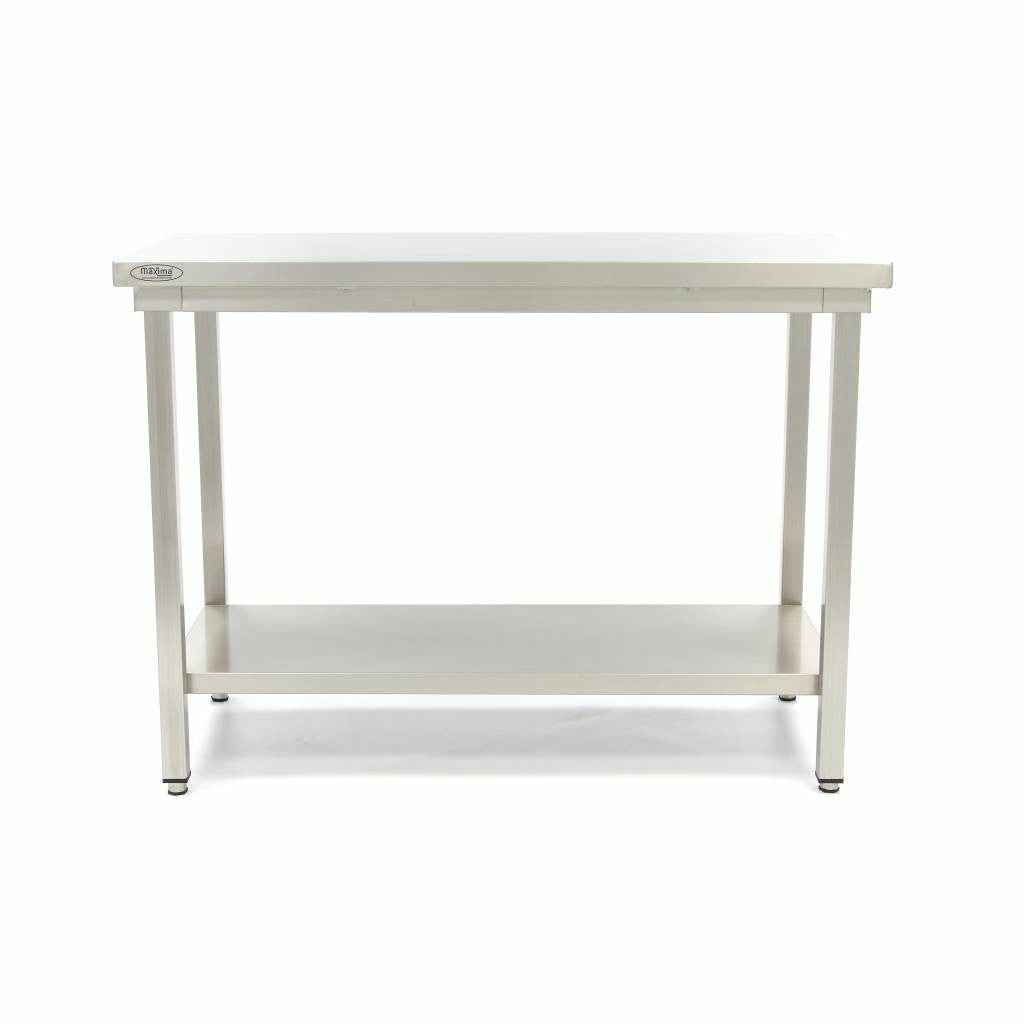 Table en acier inoxydable - 120 x 70 cm - Hauteur réglable 150 L Maxima - Table inox avec étagère professionnel CHR - matériel cuisine pro - Cuistéo
