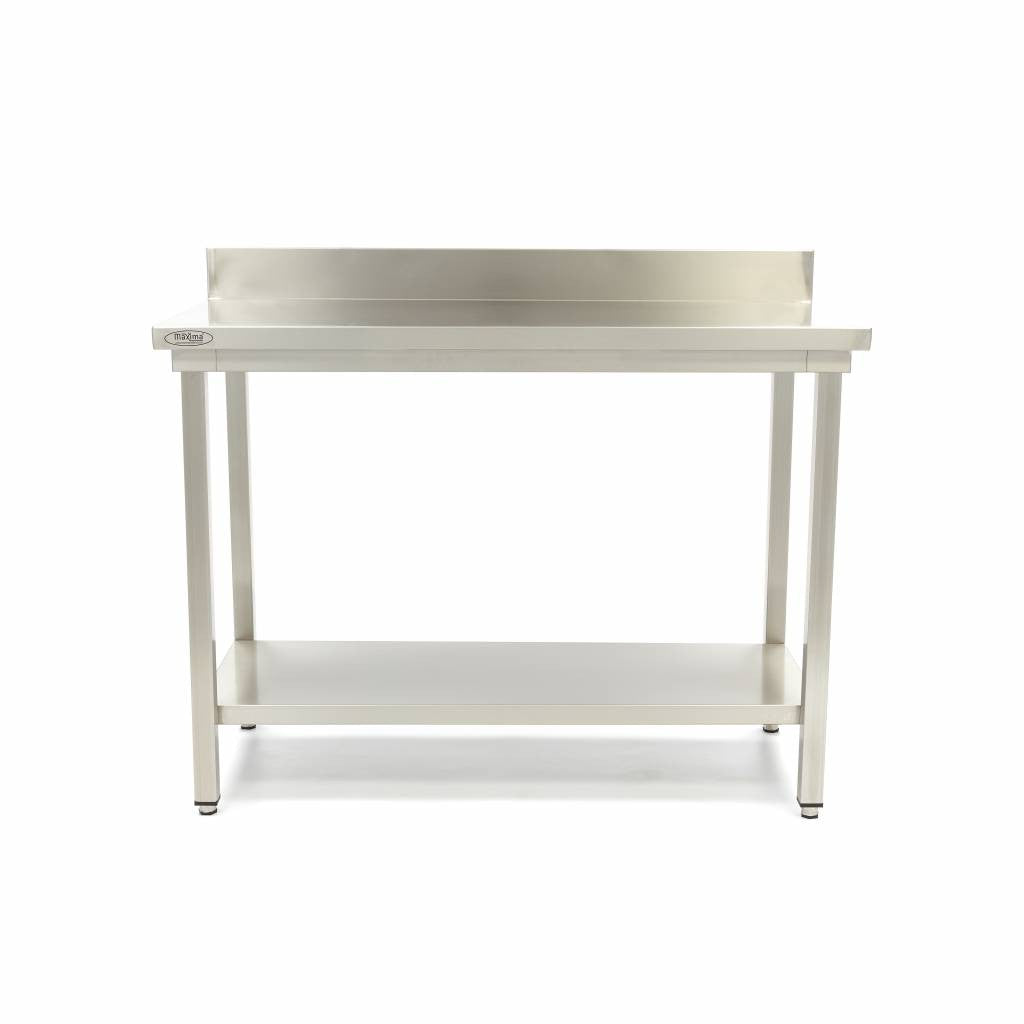 Table en acier inoxydable - 140 x 60 cm - Hauteur réglable - avec dosseret 150 L Maxima - vue 3 - Table inox avec étagère pro CHR - Cuistéo