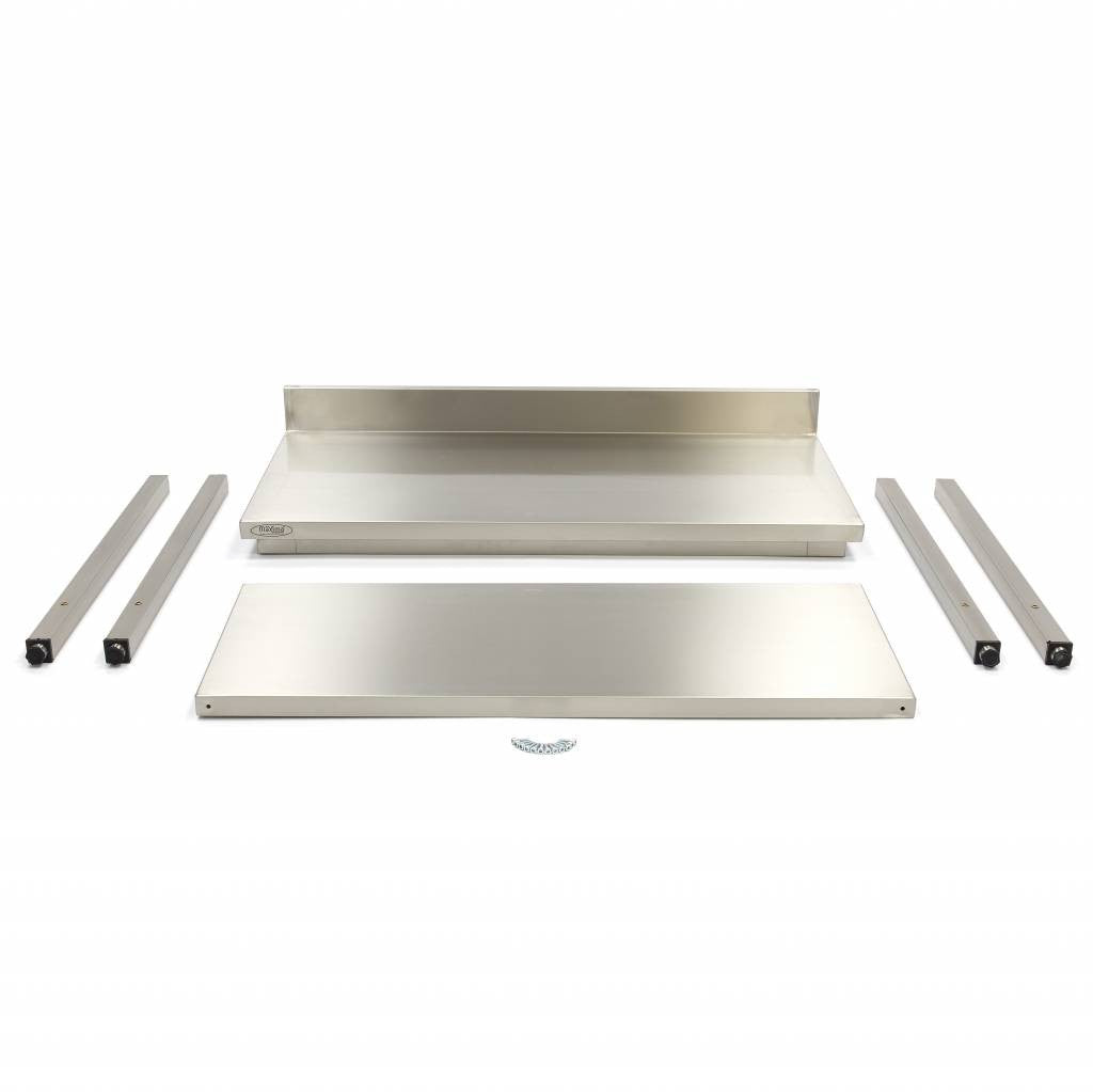 Table en acier inoxydable - 180 x 60 cm - Hauteur réglable - avec dosseret 150 L Maxima - vue 2 - Table inox avec étagère pro CHR - Cuistéo