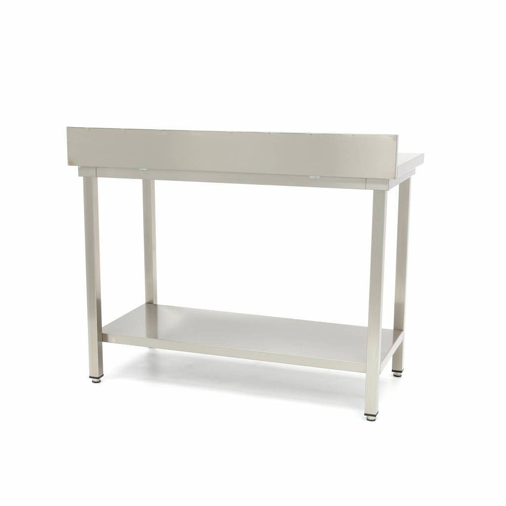 Table en acier inoxydable - 180 x 70cm - Hauteur réglable - avec dosseret 150 L Maxima - vue 3 - Table inox avec étagère pro CHR - Cuistéo