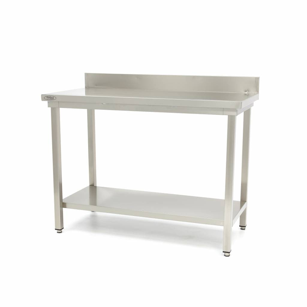 Table en acier inoxydable - 180 x 70cm - Hauteur réglable - avec dosseret 150 L Maxima - vue 5 - Table inox avec étagère pro CHR - Cuistéo