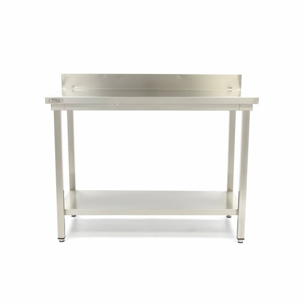 Table en acier inoxydable - 60 x 70 cm - Hauteur réglable - avec dosseret 150 L Maxima - Table inox avec étagère professionnel CHR - matériel cuisine pro - Cuistéo