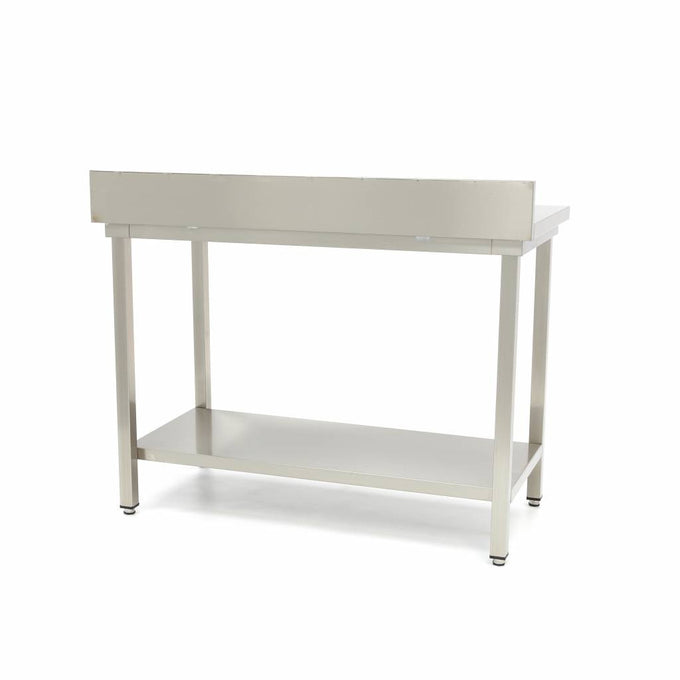 Table en acier inoxydable - 60 x 70 cm - Hauteur réglable - avec dosseret 150 L Maxima - vue 3 - Table inox avec étagère pro CHR - Cuistéo