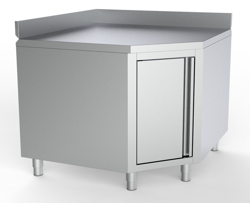 Plan de travail angle à dosseret 1 porte inox 1000x700x850 mm Combisteel - Table inox avec étagère professionnel CHR - matériel cuisine pro - Cuistéo