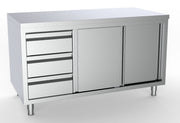 Plan de travail tiroirs à gauche inox 1600x700x850 mm Combisteel - Meuble bas inox professionnel CHR - matériel cuisine pro - Cuistéo