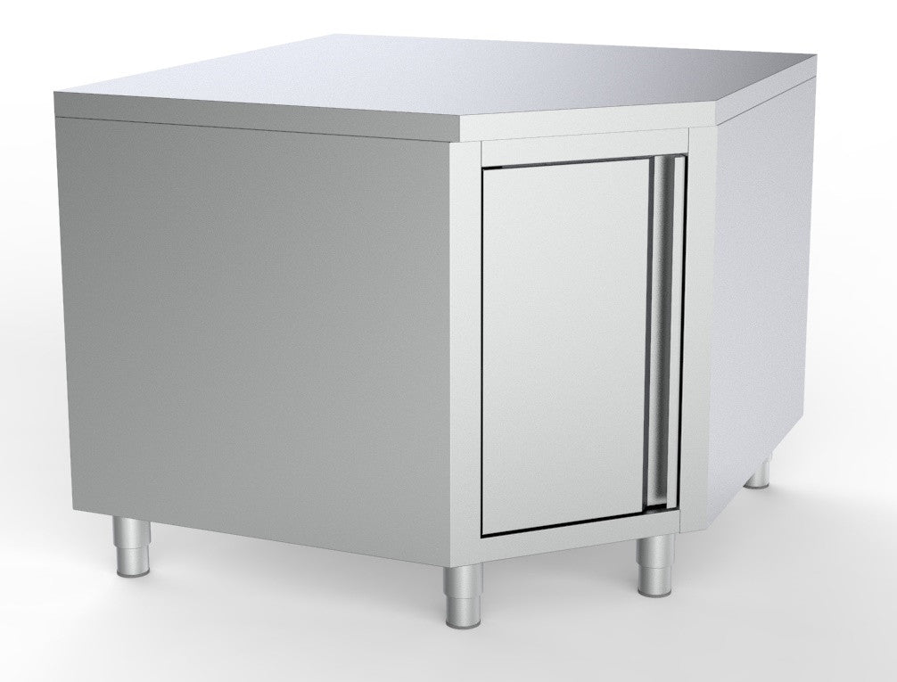 Plan de travail angle avec porte inox 1000x700x850 mm Combisteel - Meuble bas inox professionnel CHR - matériel cuisine pro - Cuistéo