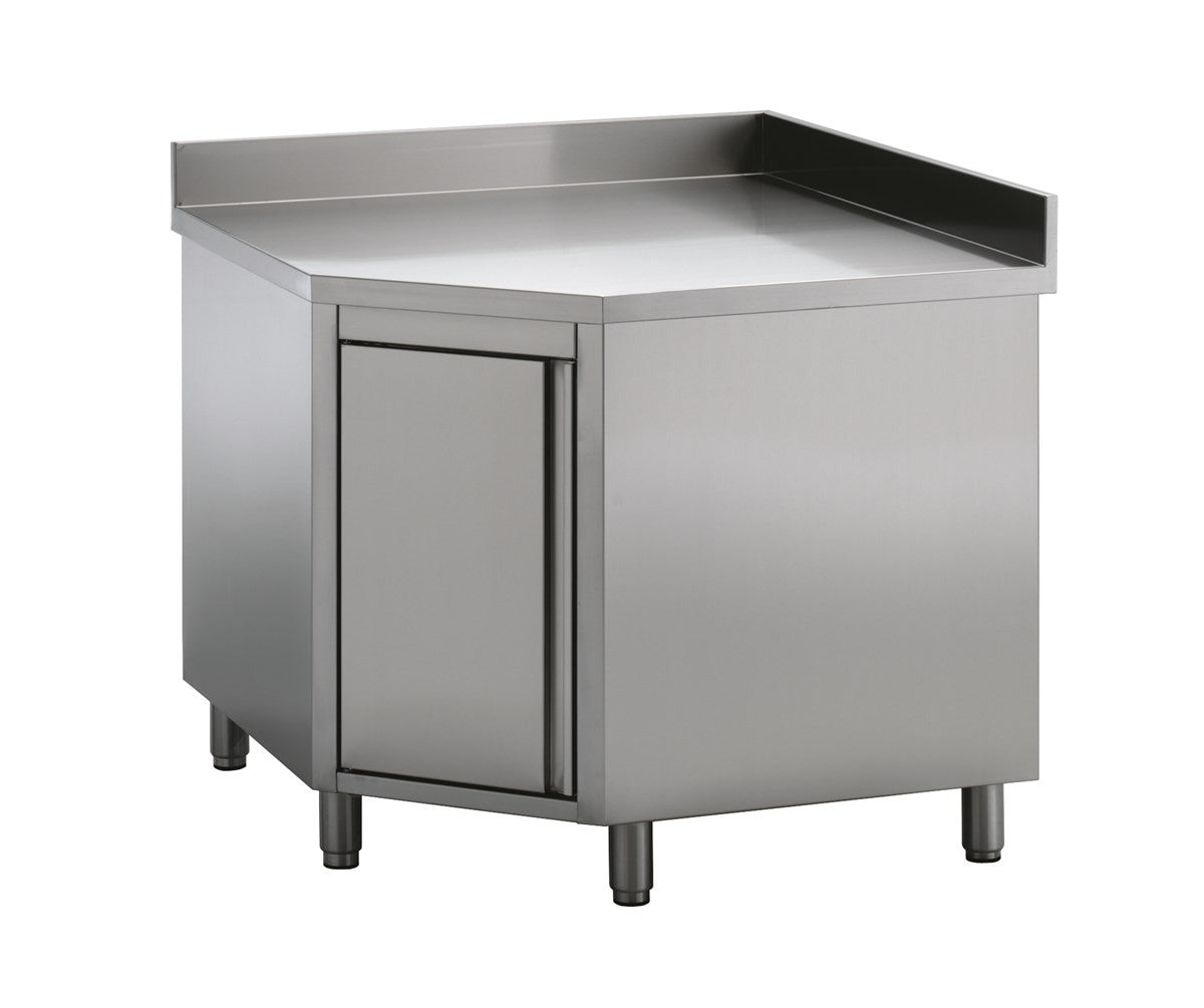 Plan de travail angle avec porte inox 1000x700x850 mm Combisteel - Table inox avec étagère professionnel CHR - matériel cuisine pro - Cuistéo