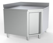 Plan de travail angle 1 porte et crédence inox 1000x600x850 mm Combisteel - Table inox avec étagère professionnel CHR - matériel cuisine pro - Cuistéo