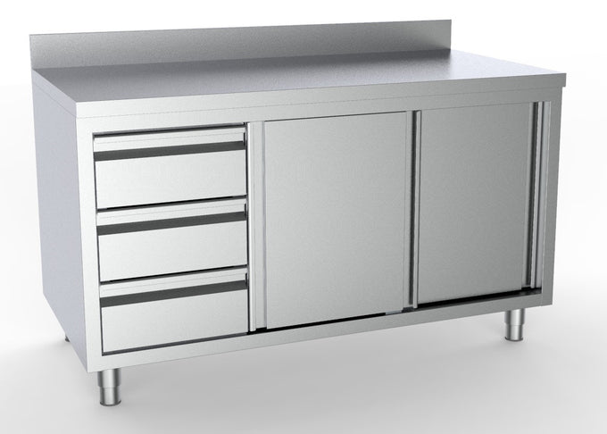 Plan de travail avec bord relevé inox 1600x700x850 mm Combisteel - Meuble bas inox professionnel CHR - matériel cuisine pro - Cuistéo